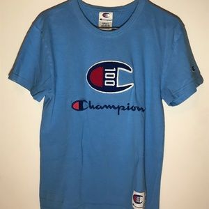 Champion 100 Fuzzy Logo Tee Size Small